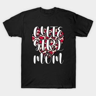 Cute Girl Mom Leopard Heart Mother's Day Girl Mama Mom T-Shirt